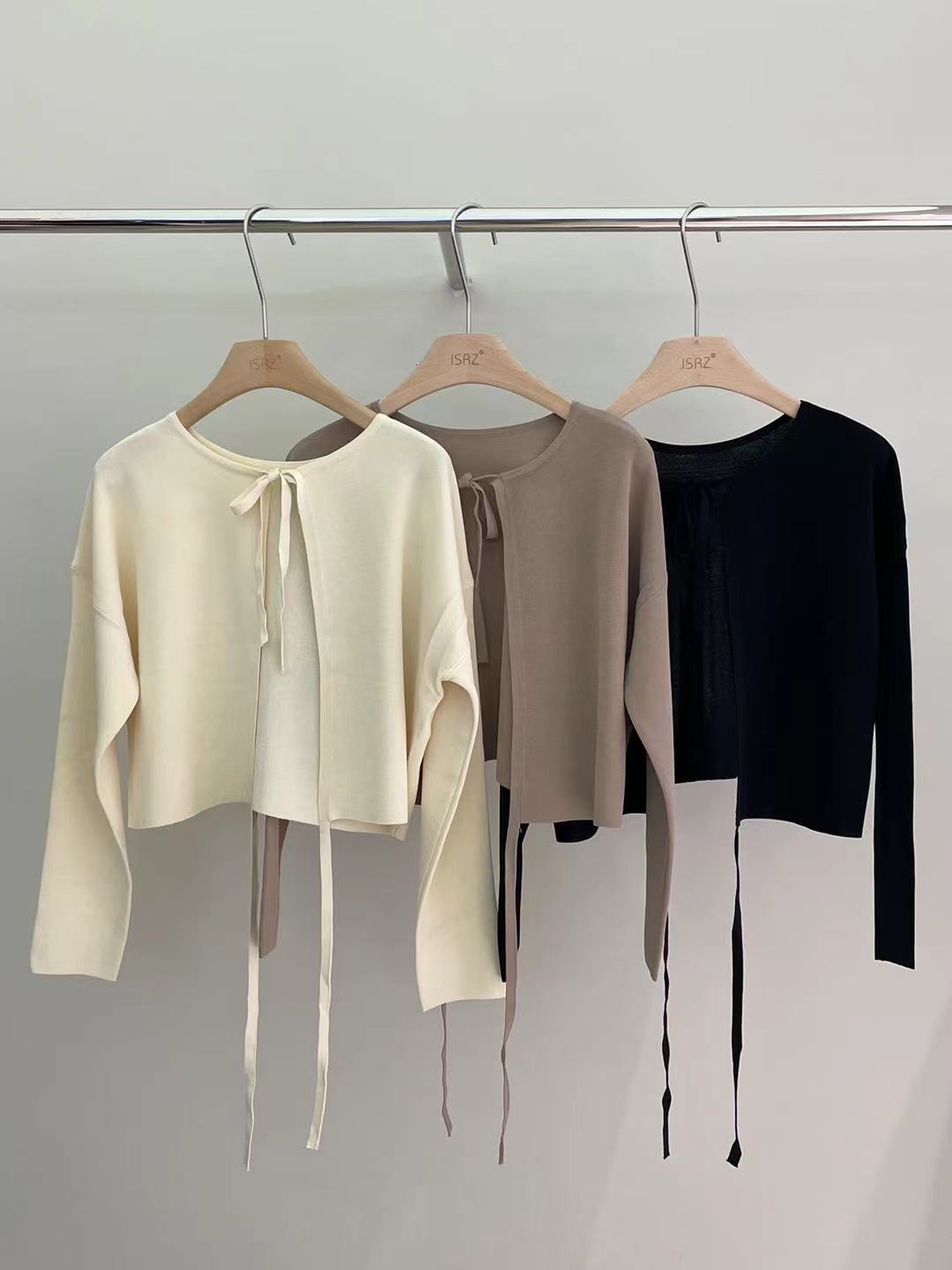 Gynna Double Tie Knit Cardigan (Discounted-Free size)-The Black Bow-