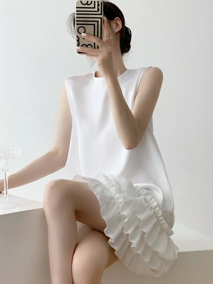 Landye Layered Trim Shift Dress-The Black Bow-