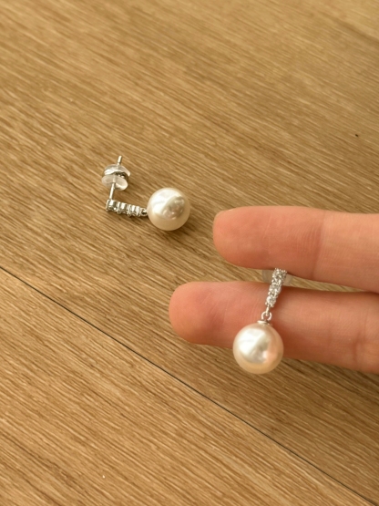 Ye-Hwa Pave Diamond Pearl Drop Earrings