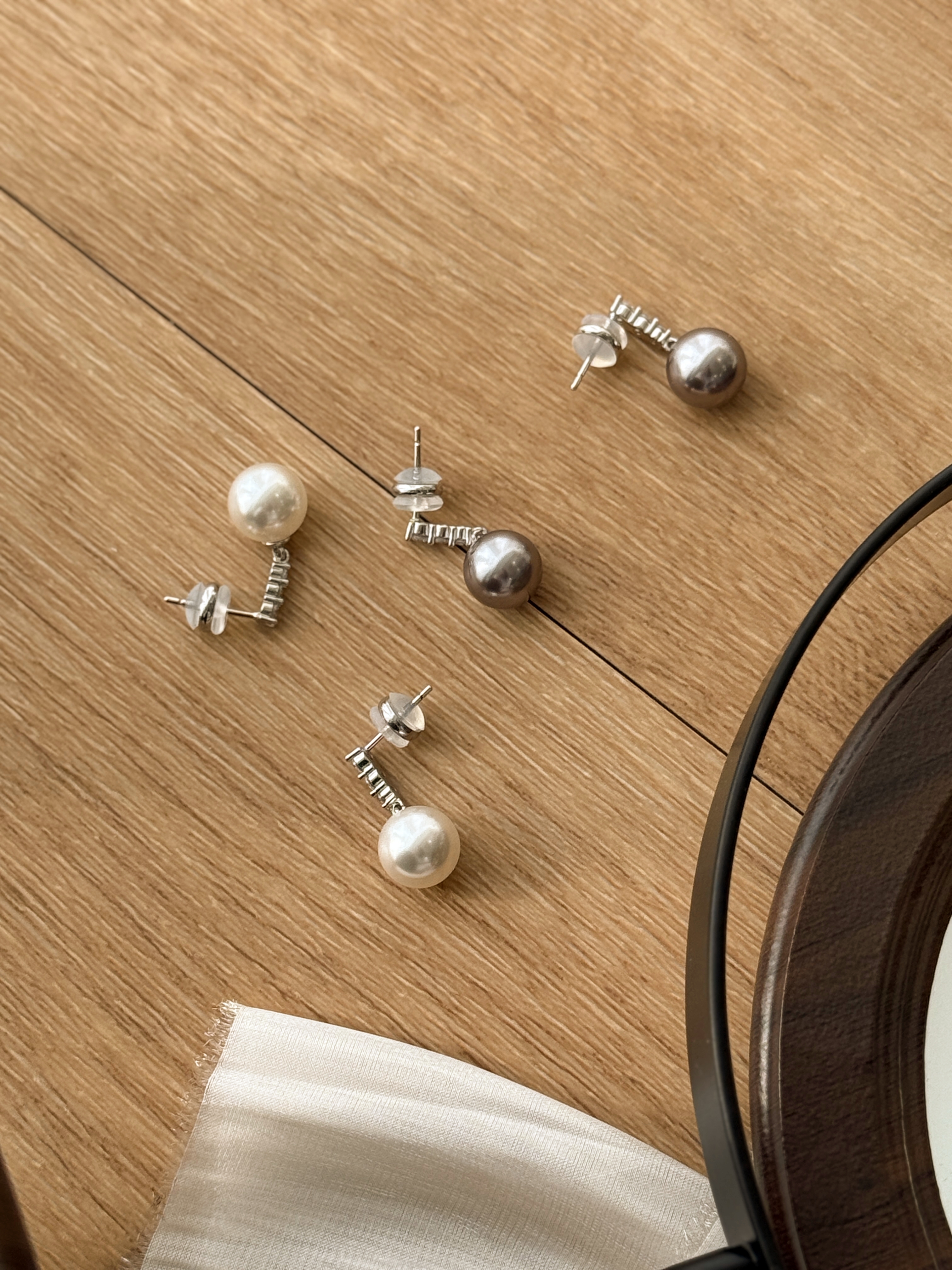 Ye-Hwa Pave Diamond Pearl Drop Earrings