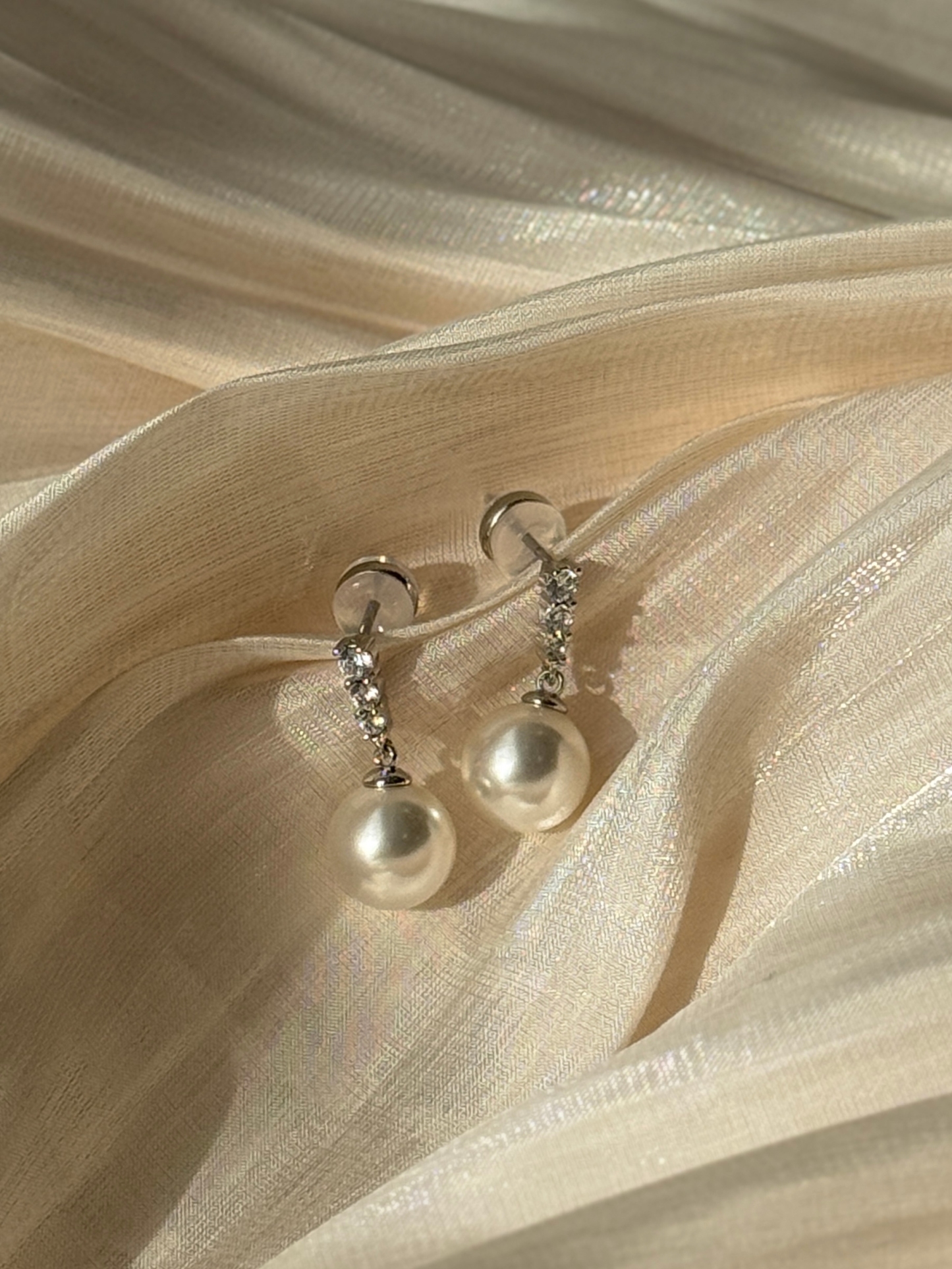 Ye-Hwa Pave Diamond Pearl Drop Earrings