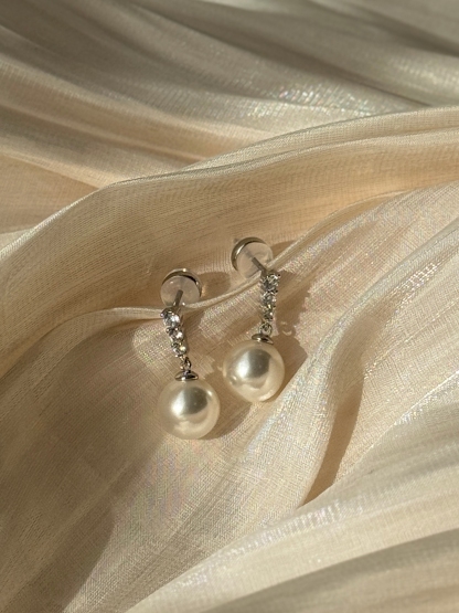 Ye-Hwa Pave Diamond Pearl Drop Earrings
