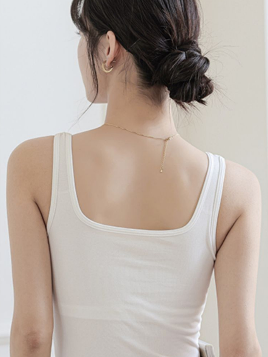 Estra Square Neck Padded Singlet-The Black Bow-