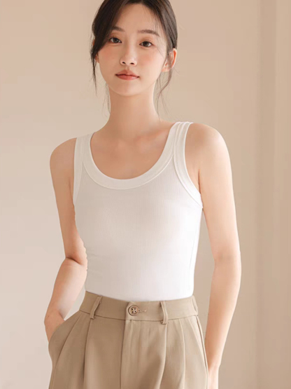 Dionne Scoop Neck Singlet-The Black Bow-