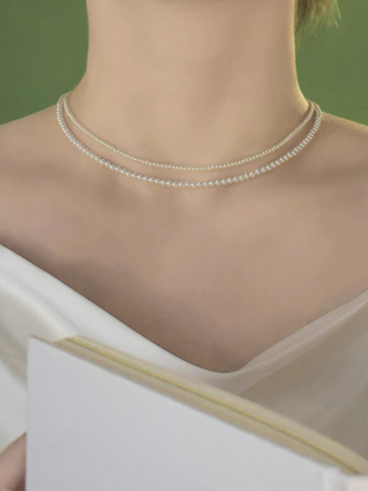 Waverly Delicate Pearl Choker/Necklace-The Black Bow-