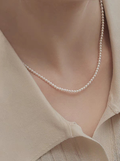 Waverly Delicate Pearl Choker/Necklace-The Black Bow-