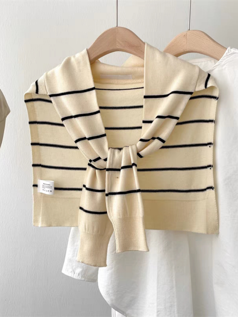 Eun Woo Striped Shawl-The Black Bow-