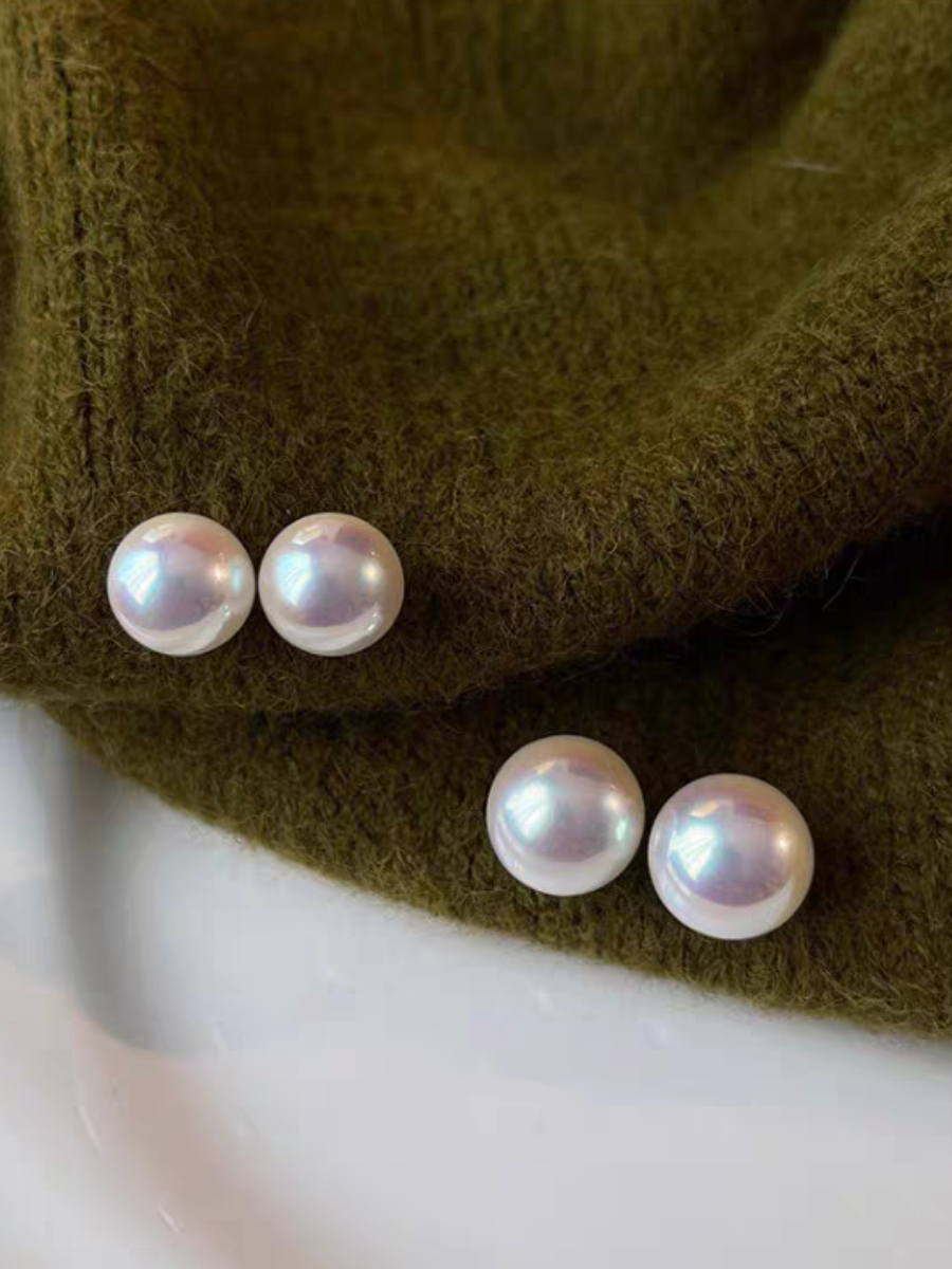 Enya Mermaid Pearl Ear Studs (Discounted-8mm, 10mm)-The Black Bow-