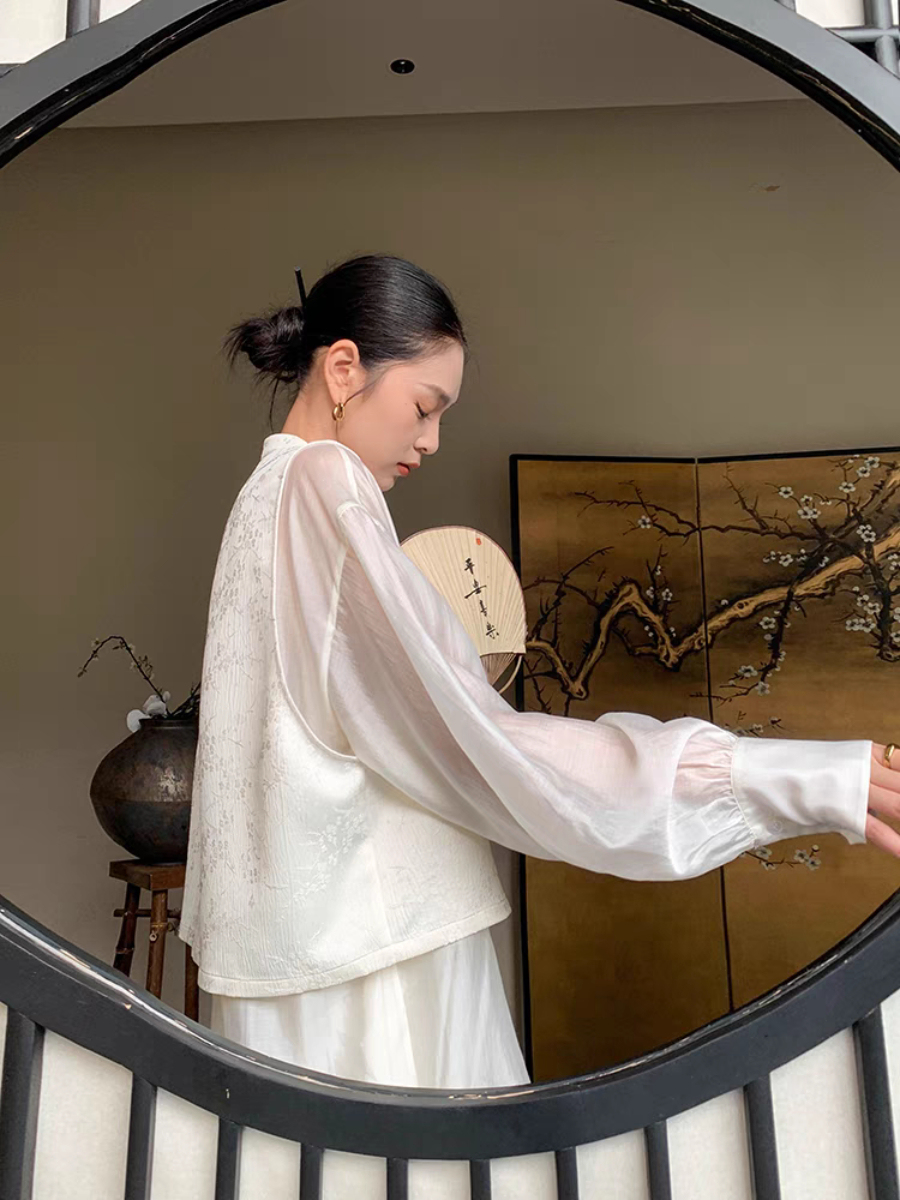 Cang Yen Jacquard Pankou Top & Skirt Set-The Black Bow-