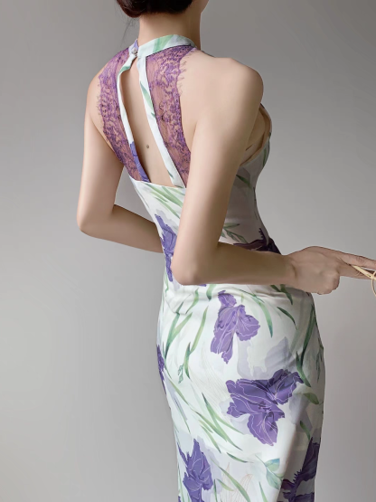 Yue Shuang Back Lacey Cheongsam (Discounted-XS size)-The Black Bow-