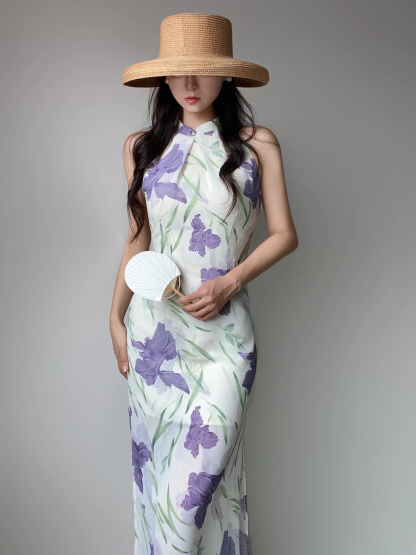 Yue Shuang Back Lacey Cheongsam (Discounted-XS size)-The Black Bow-