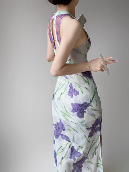 Yue Shuang Back Lacey Cheongsam (Discounted-XS size)-The Black Bow-