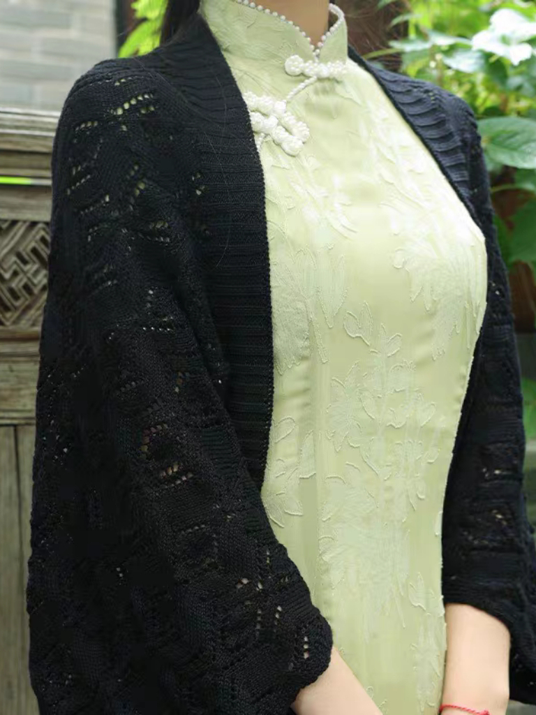 Du Juan Crochet Oriental Shawl Cardigan -The Black Bow-