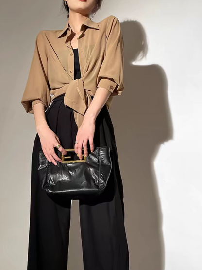 Laura Sheer Chiffon Shirt-The Black Bow-