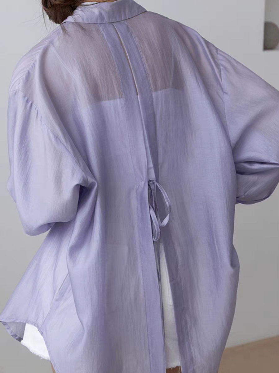 Leyla Tie Back Chiffon Shirt with Padded Inner Top-The Black Bow-