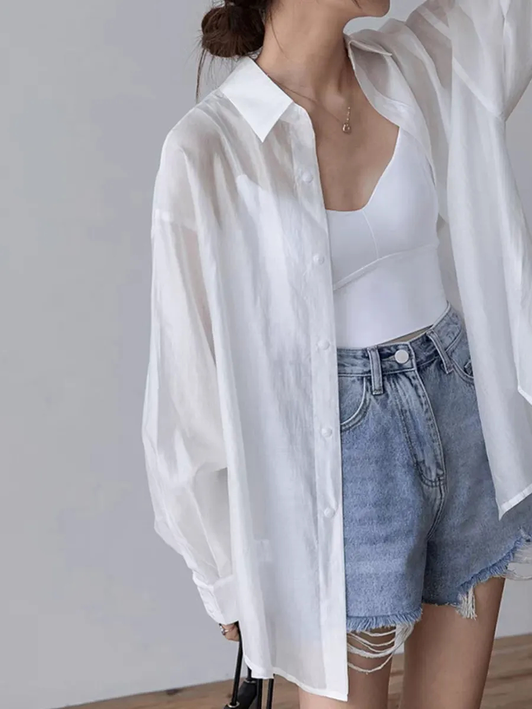 【Minimal Chic Look】Chiffon Shirt + Cami Dress (Order Separately)