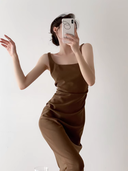 Grady Square Neck Pencil Dress-The Black Bow-