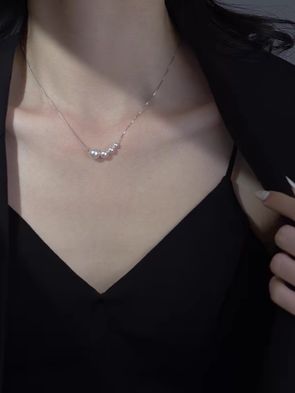 Brigitte Pearl Chain Necklace-The Black Bow-