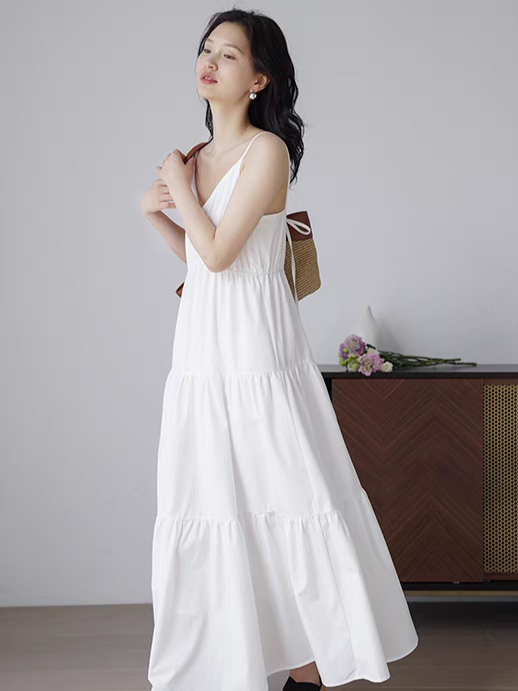 Helene Tie Back Layered Cami Dress (Discounted-S, M size)-The Black Bow-