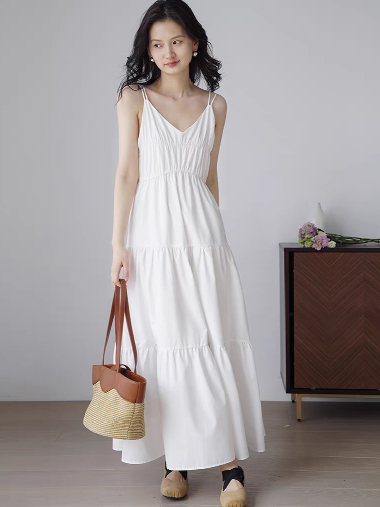 Helene Tie Back Layered Cami Dress (Discounted-S, M size)-The Black Bow-