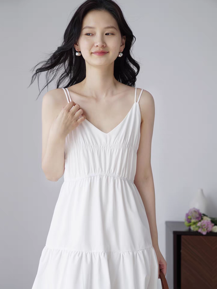 Helene Tie Back Layered Cami Dress (Discounted-S, M size)-The Black Bow-