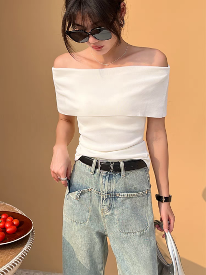 Gatane Off Shoulder Knit Top-The Black Bow-