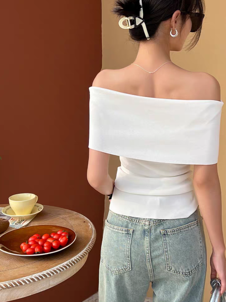 Gatane Off Shoulder Knit Top-The Black Bow-