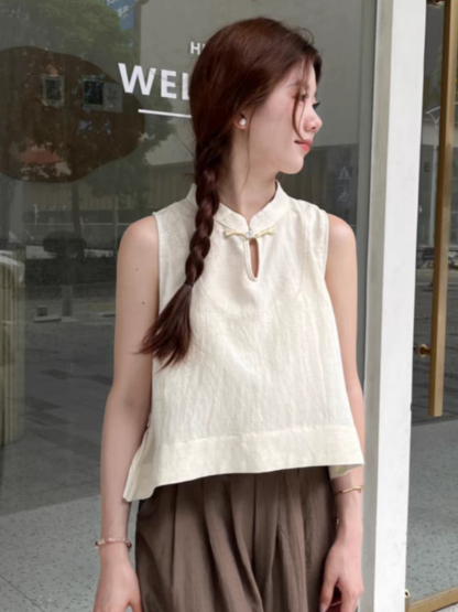 Hai Er Oriental Top with Back Peplum-The Black Bow-