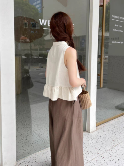 Hai Er Oriental Top with Back Peplum-The Black Bow-