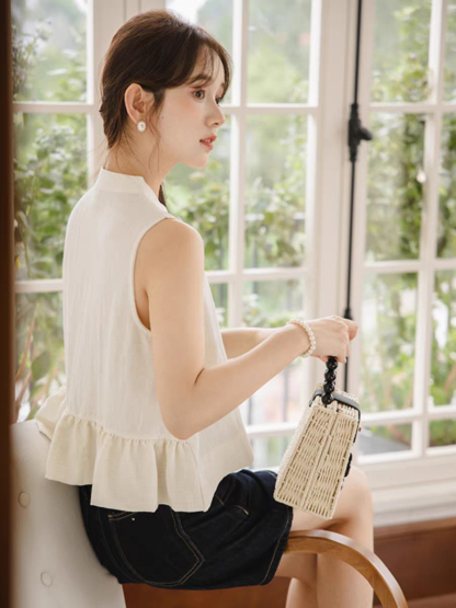 Hai Er Oriental Top with Back Peplum-The Black Bow-