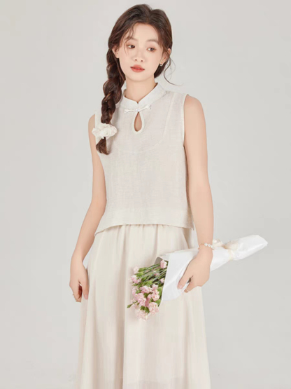 Hai Er Oriental Top with Back Peplum-The Black Bow-