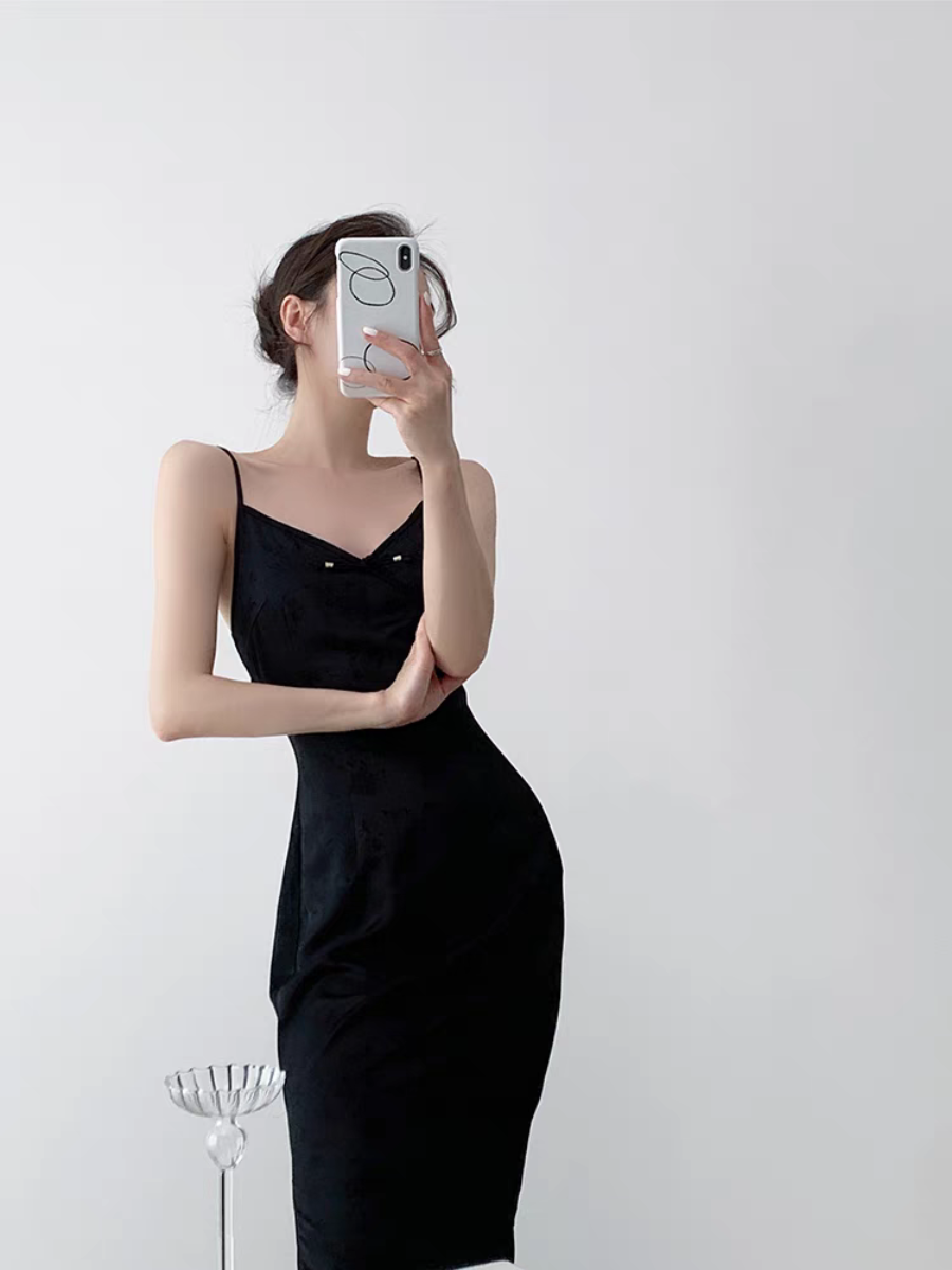 Xi Ai Oriental Cami Dress-The Black Bow-