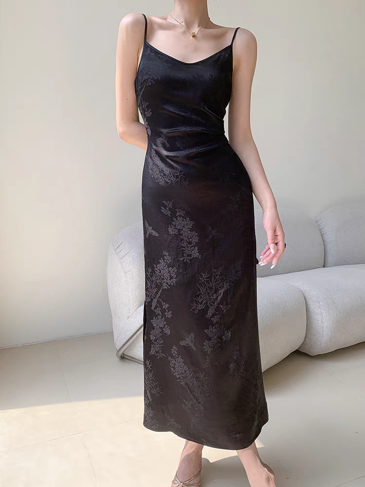 Ding Ning Side Ruched Oriental Jacquard Cami Dress (Discounted-M Size)