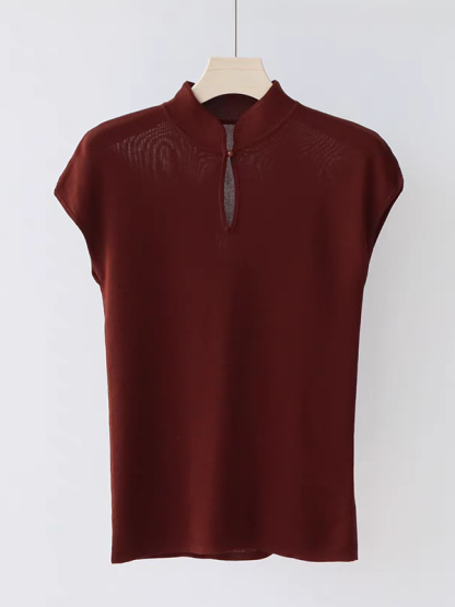 Jun Er Oriental Collar Knit Top-The Black Bow-