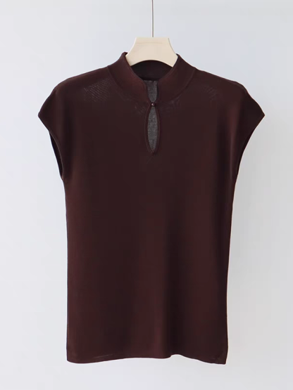 Jun Er Oriental Collar Knit Top-The Black Bow-
