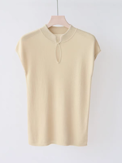 Jun Er Oriental Collar Knit Top-The Black Bow-