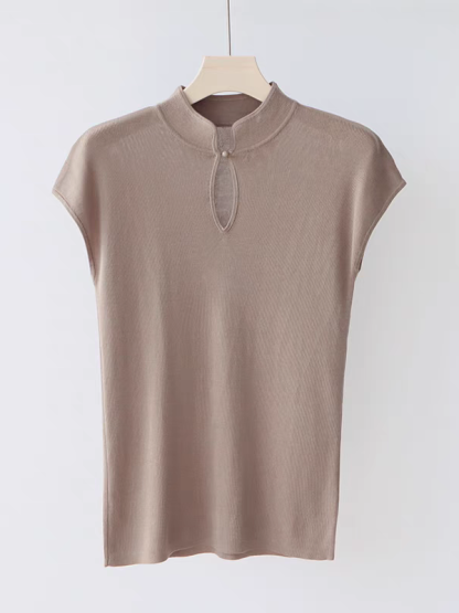 Jun Er Oriental Collar Knit Top-The Black Bow-