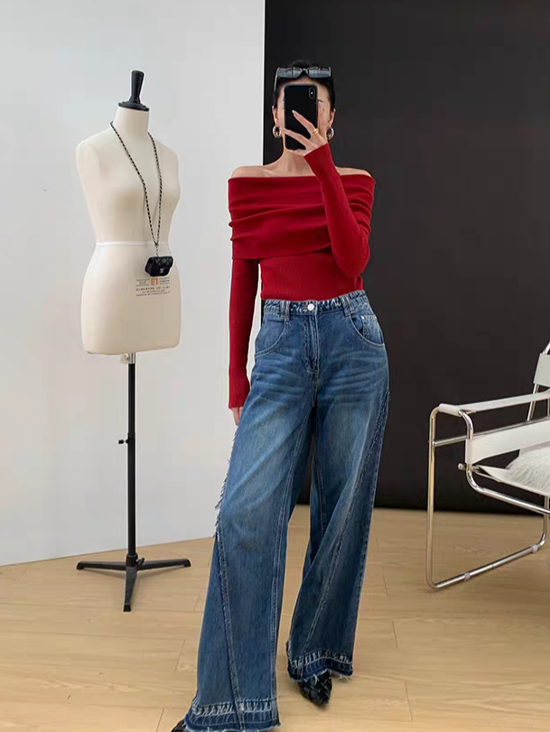 Florence Off Shoulder Long Sleeve Top -The Black Bow-