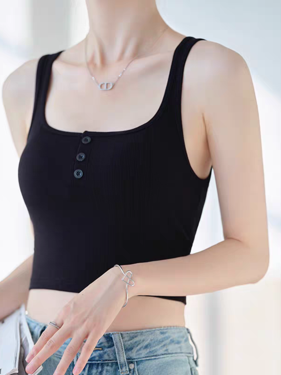 Queeny Buttoned Padded Knit Top