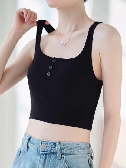 Queeny Buttoned Padded Knit Top