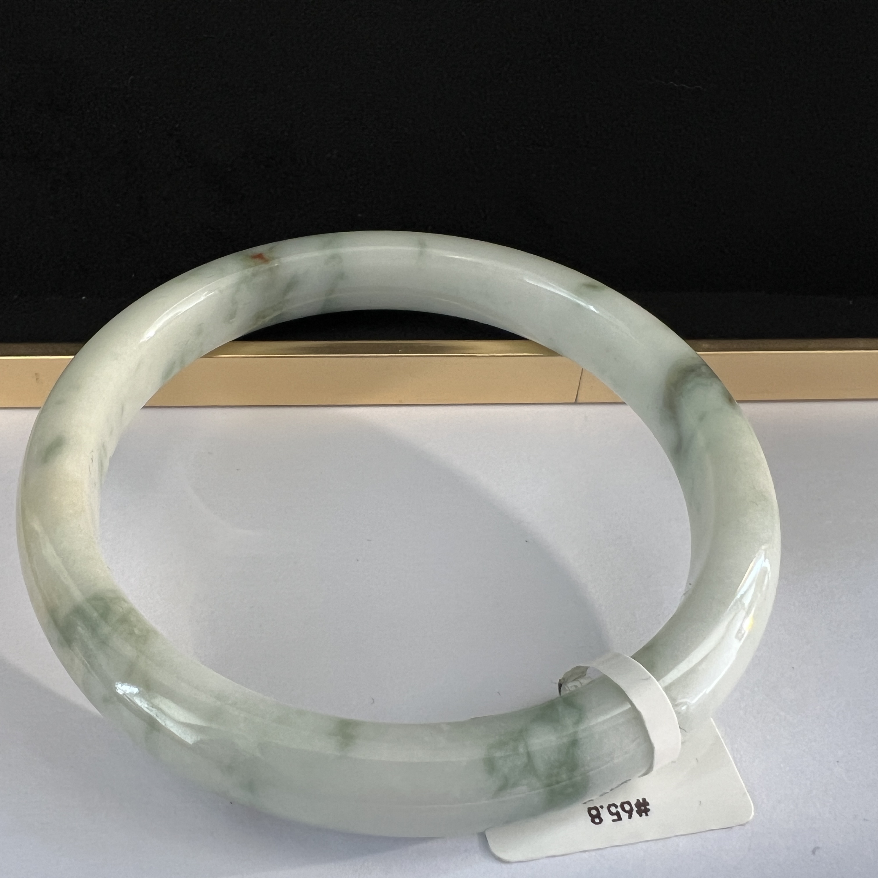 牛奶底飄綠花灑金窄正圈 #66