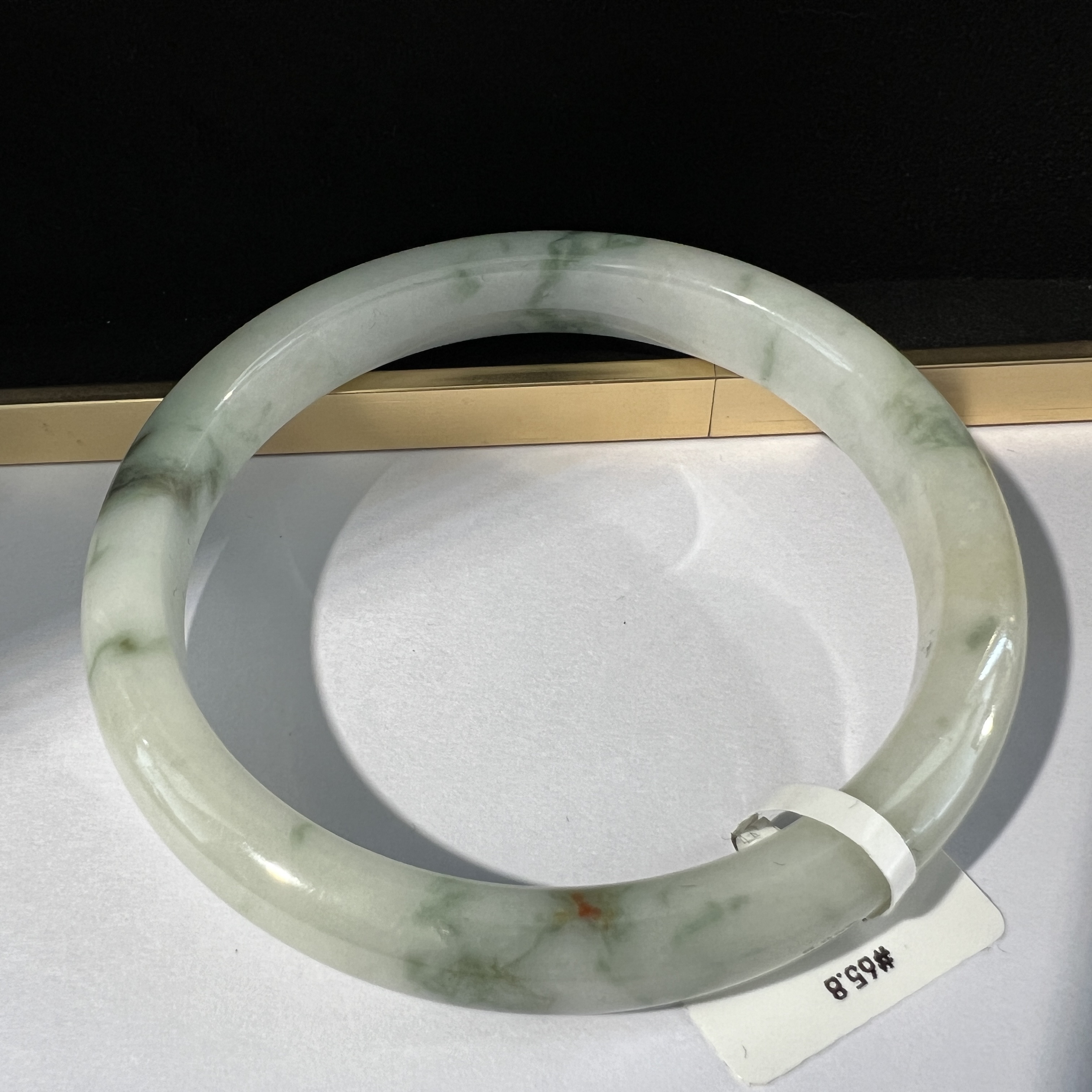 牛奶底飄綠花灑金窄正圈 #66