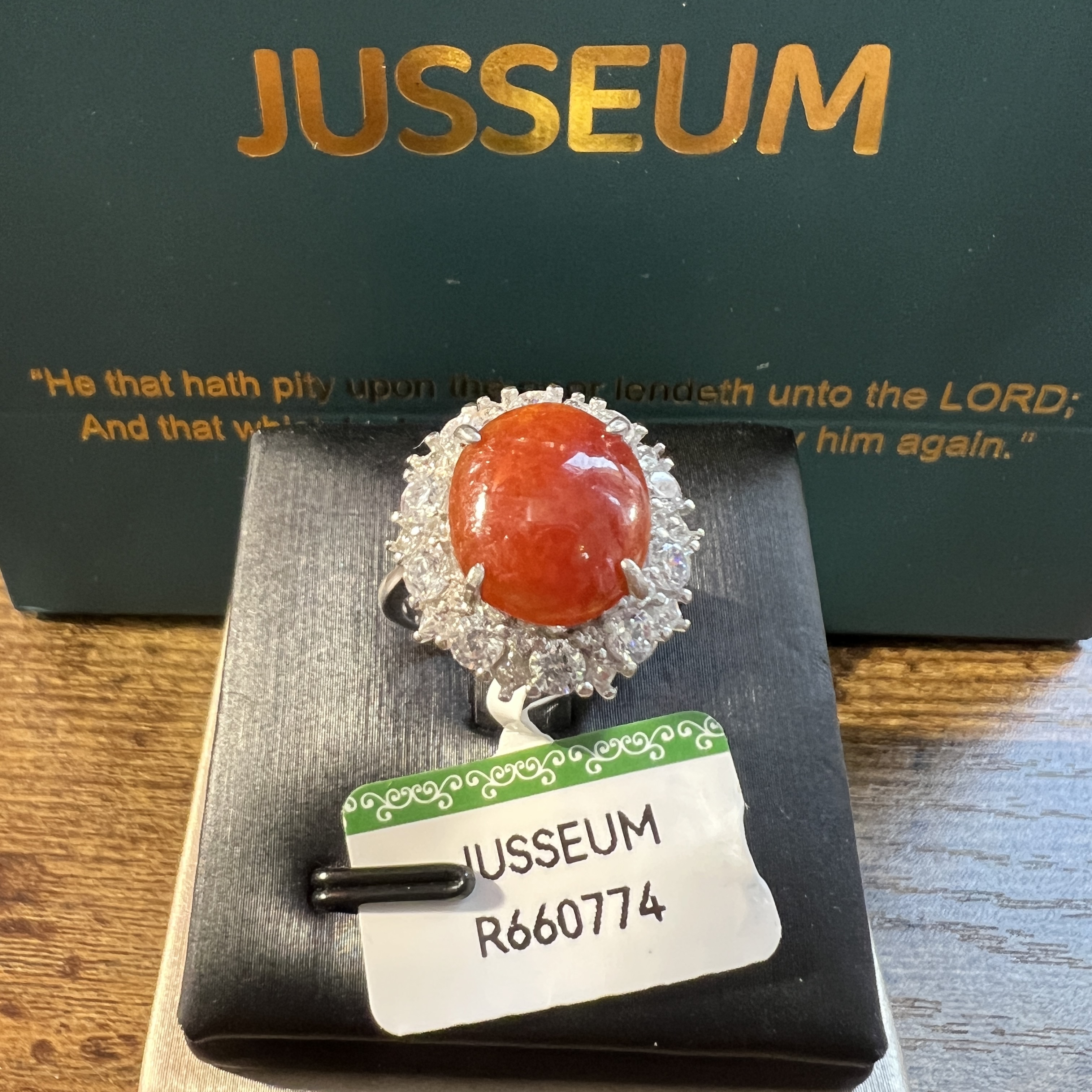 糯種正濃紅翡戒指