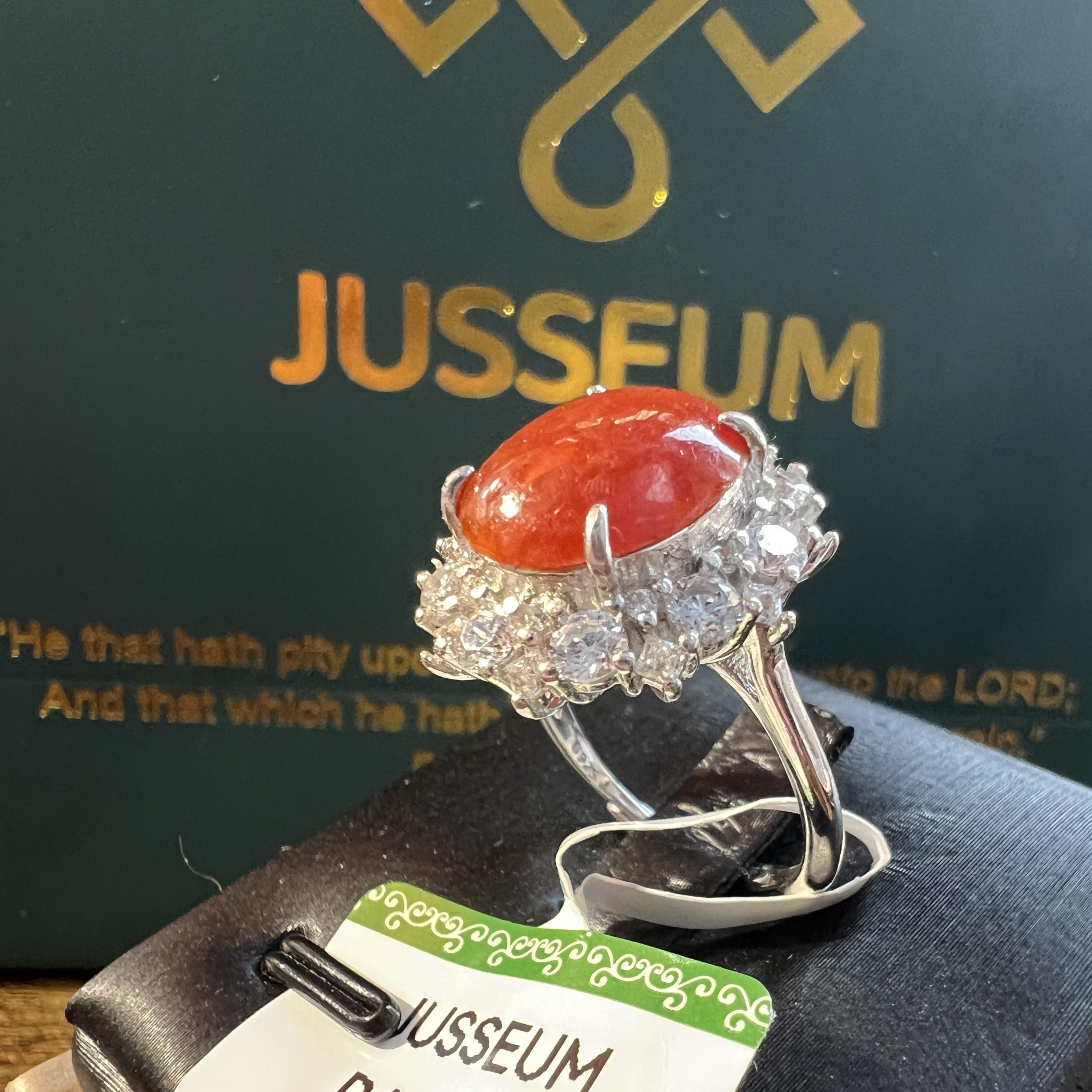 糯種正濃紅翡戒指