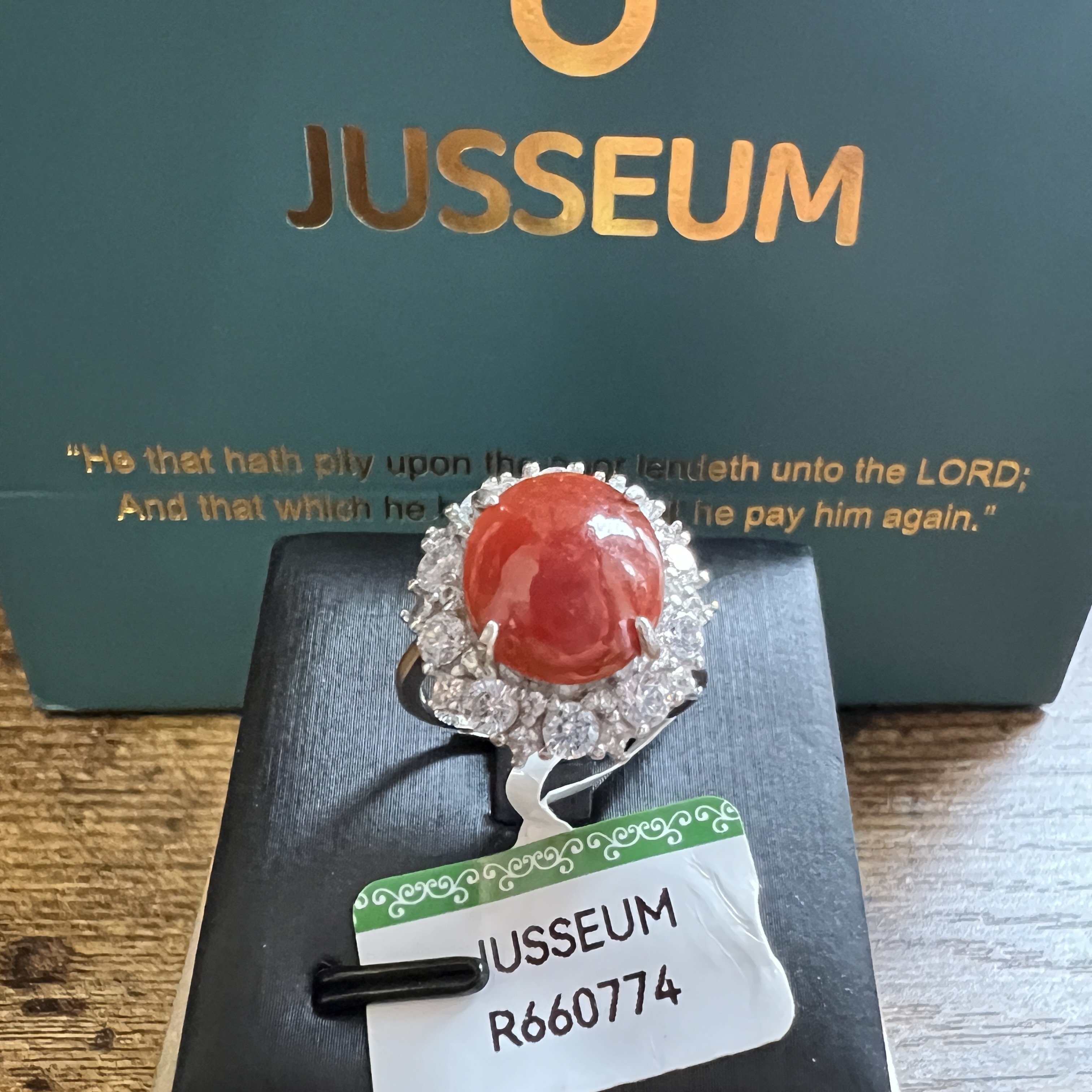 糯種正濃紅翡戒指