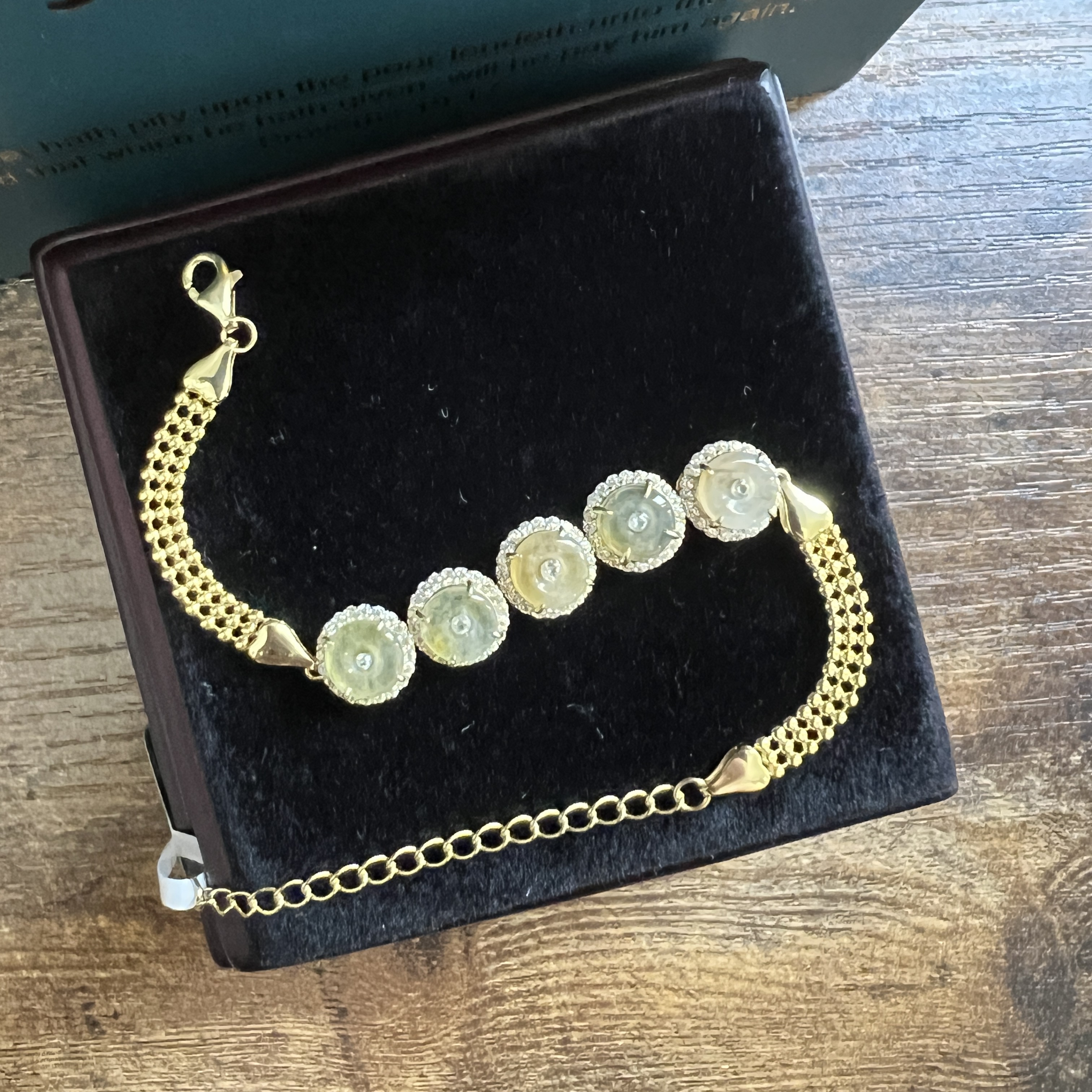 冰細糯種橄欖黃翡平安扣手鏈