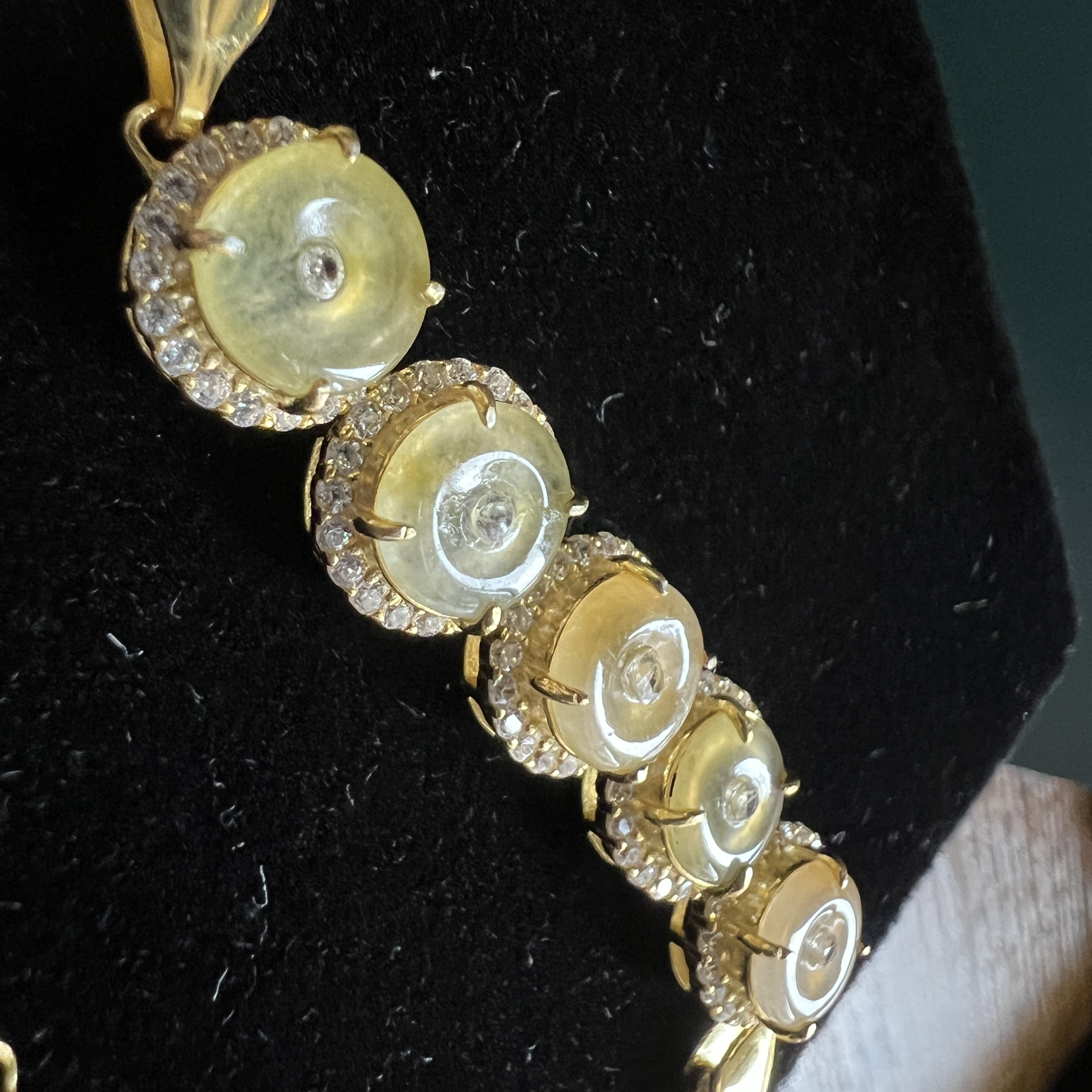 冰細糯種橄欖黃翡平安扣手鏈