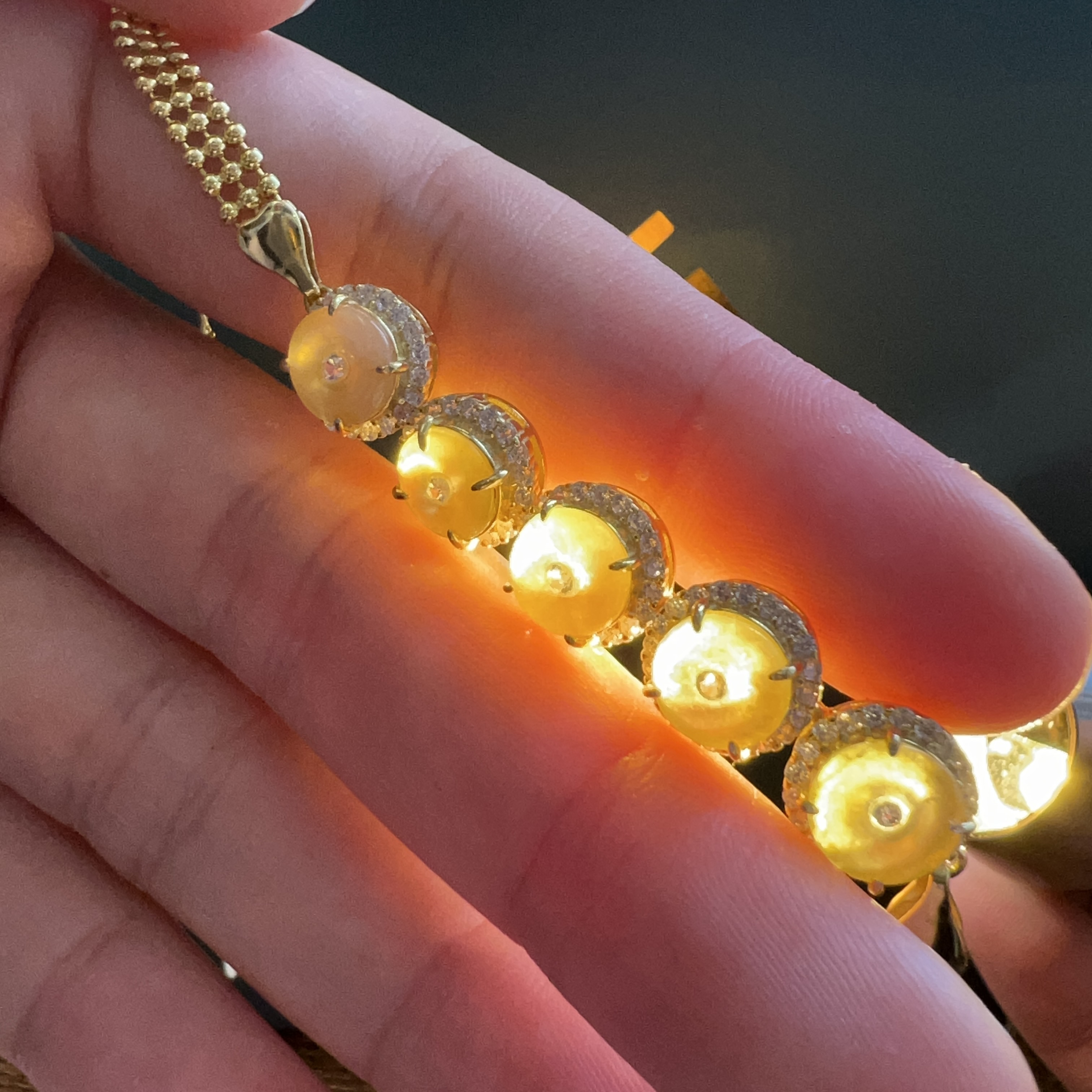 冰細糯種橄欖黃翡平安扣手鏈