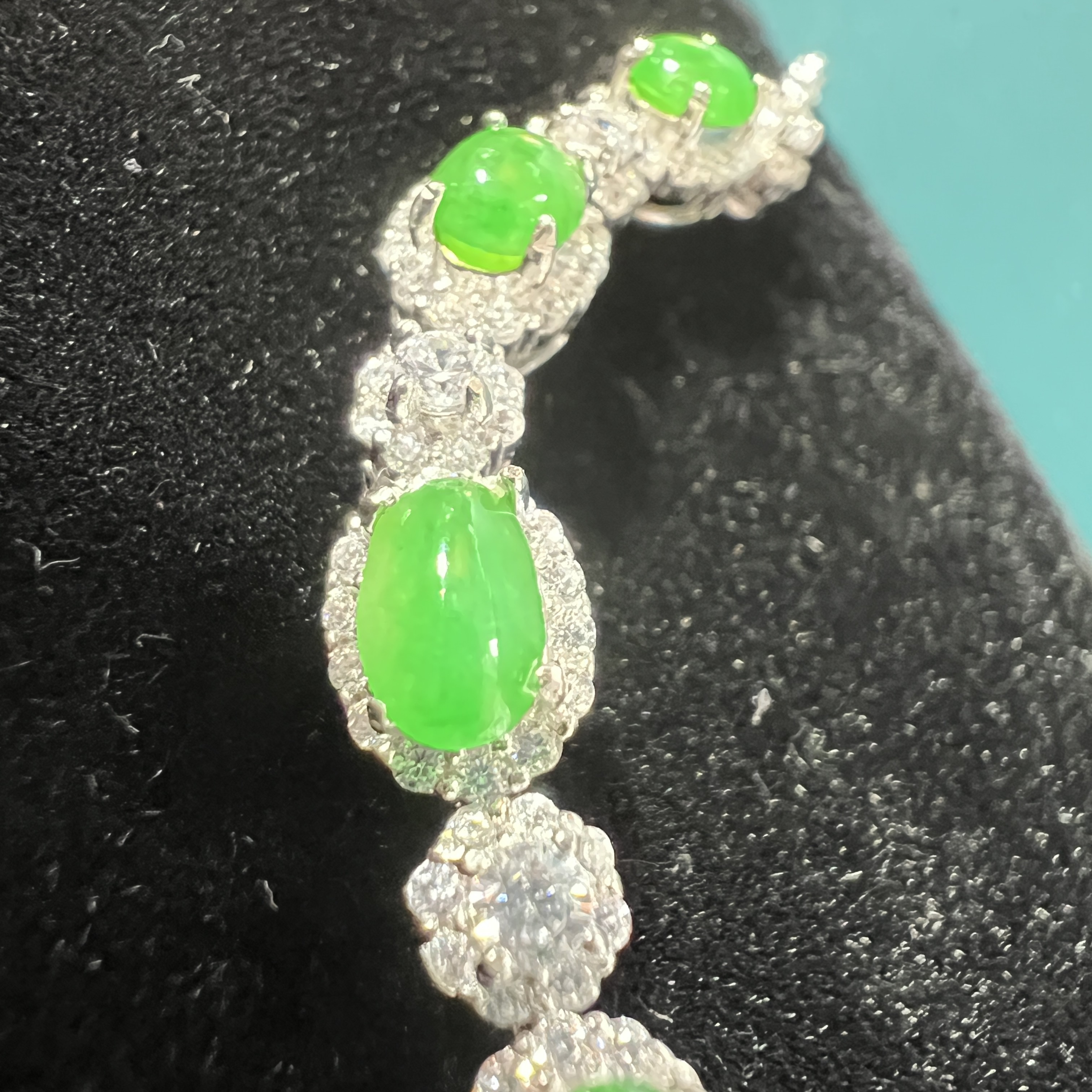 緬料冰翠綠蛋面手鍊