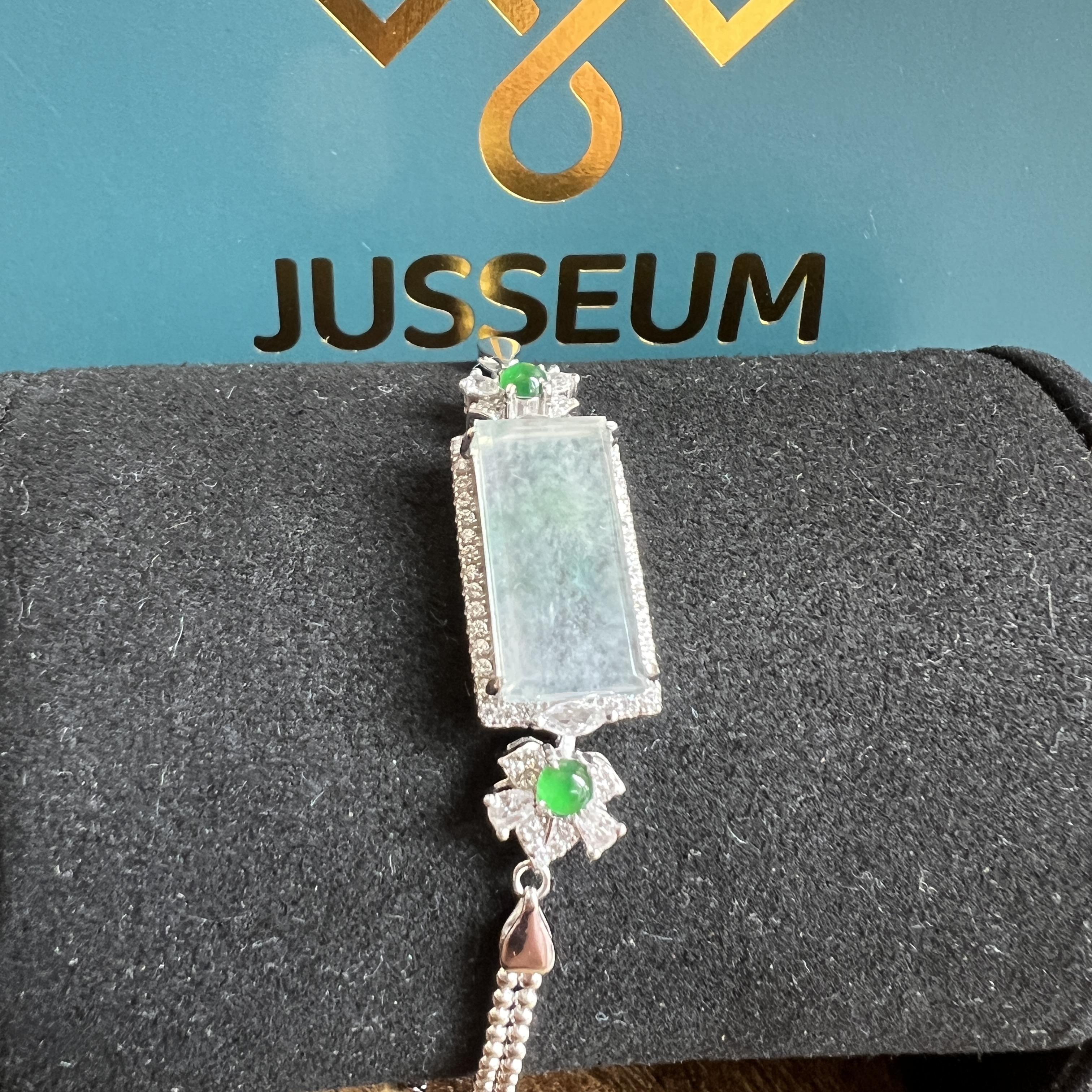 正冰種飄綠花方糖手鍊